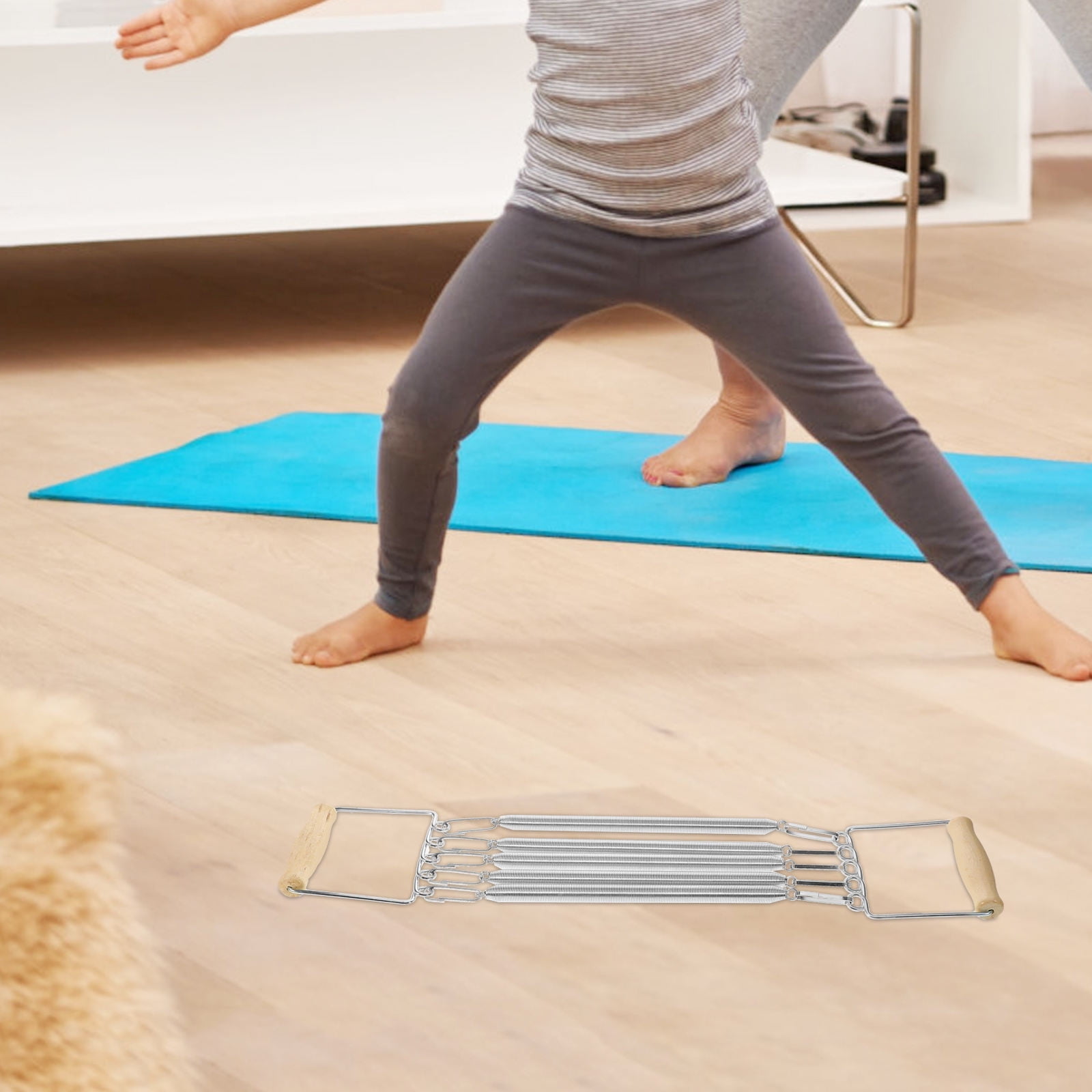 OUNONA Removable Spring Chest Expander with Wooden Handle Versatile Fitness Equipment for Chest and Arm Muscle Building for Home and Outdoor Use