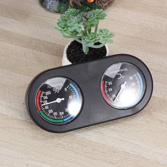 OUNONA Reptile Terrarium Box Thermometer Hygrometer for Measuring Temperature and Humidity Black Plastic 3.1x2.1 Inches