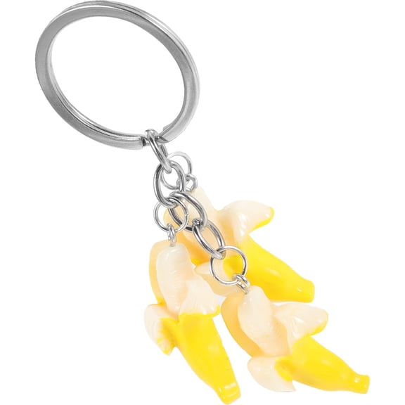 OUNONA Resin Banana Keychain with Stainless Steel Charm for Wallet and Key Accessories