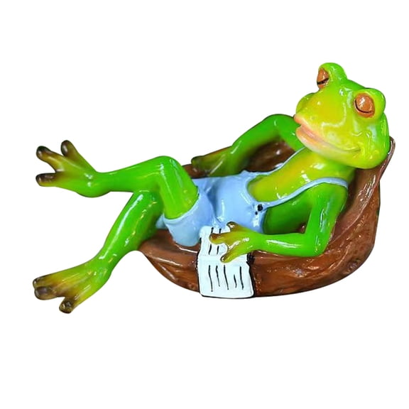 OUNONA Resin Frog Sculpture Statue for Garden Decor and Home Interior Decoration 3.5 Inches