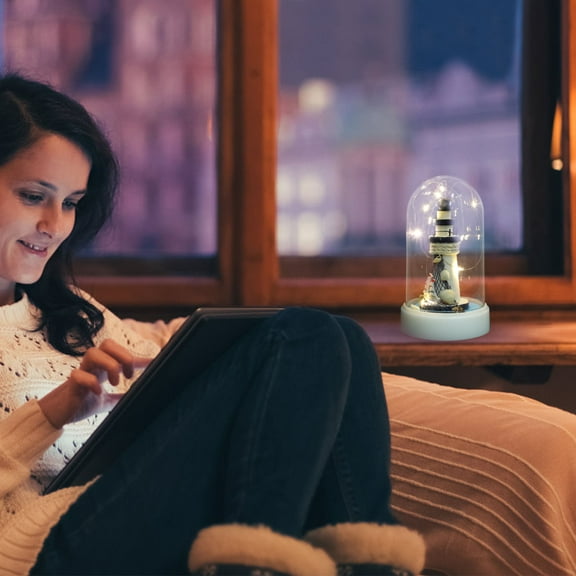 OUNONA Resin Lighthouse Figurine Led Lighthouse Tower Light Nautical Decor Lamp Bedroom Table Lamp For Birthday Wedding Home Decor