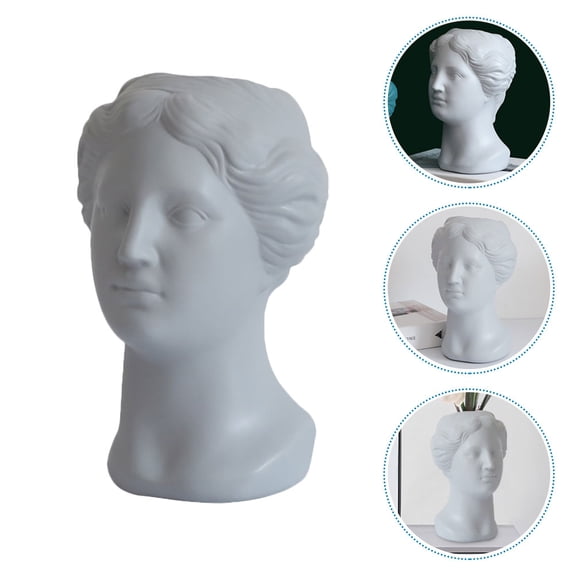 OUNONA  Resin Portrait Ornaments Shaped Floor Tall Large White Vase Home Decor Baby Girl