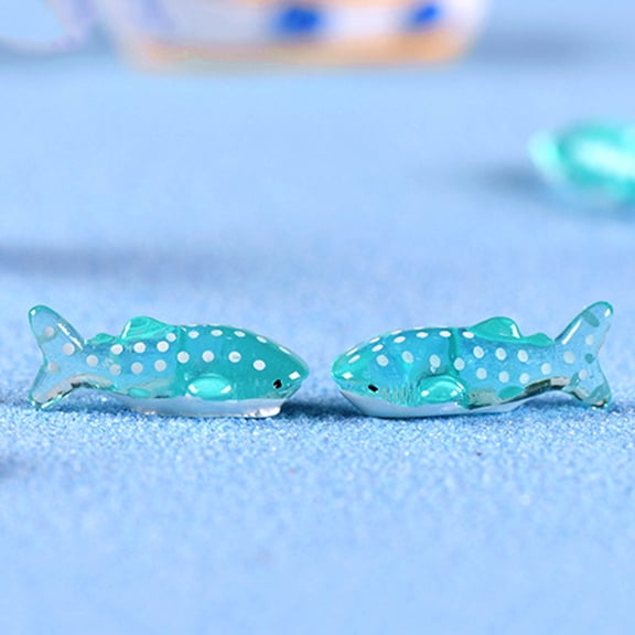 OUNONA Resin Fish Figurine Shark Shape Ornament Blue 10Pcs