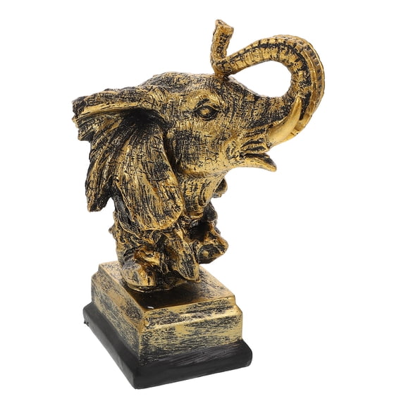 OUNONA Cute Elephant Figurines Resin Statue Golden 1Set