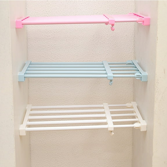 OUNONA Retractable Rack Shelf 50-80cm No Need to Drill Storage Rack Shelf for Cupboard Wardrobe(White)