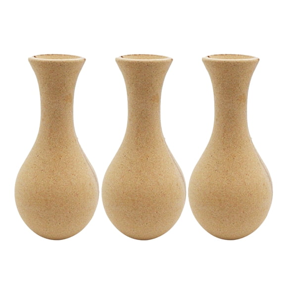 OUNONA Retro Beige Vase for Decoration and Safe Creative DIY Flower Bottle Fashionable Home Ornament 3PCS