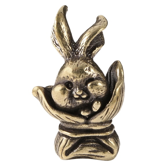 OUNONA Retro Golden Brass Rabbit Figurine for Decor Durable Elegant Statue Craft Adornment