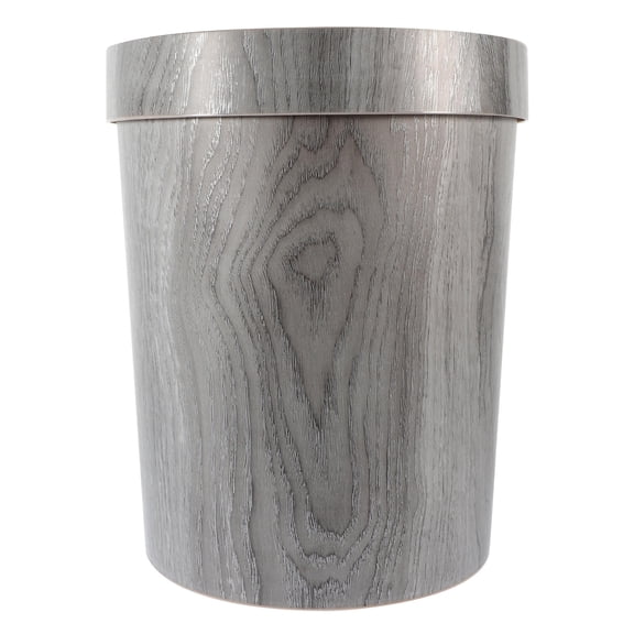 OUNONA Retro Trash Can Basket Paper Liftable Garbage Car Bin Office Grey