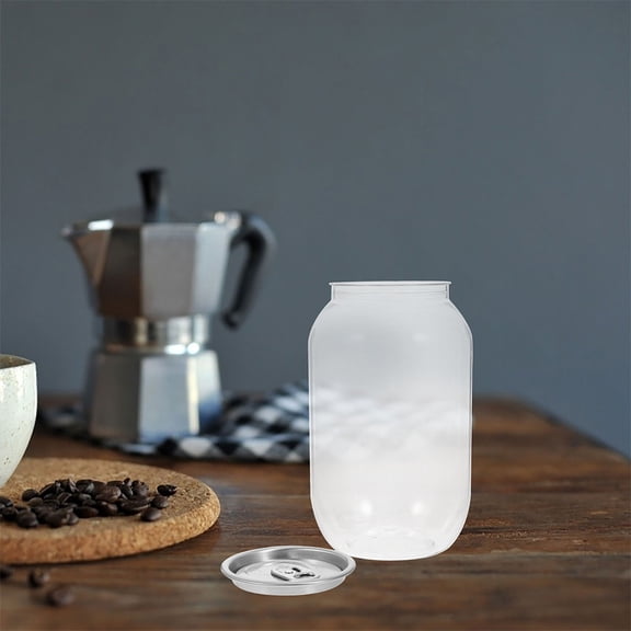 OUNONA Reusable Clear Plastic Water Bottles with Lids for Storage Large Capacity Transparent Drink Containers for Juicing 5 Pieces