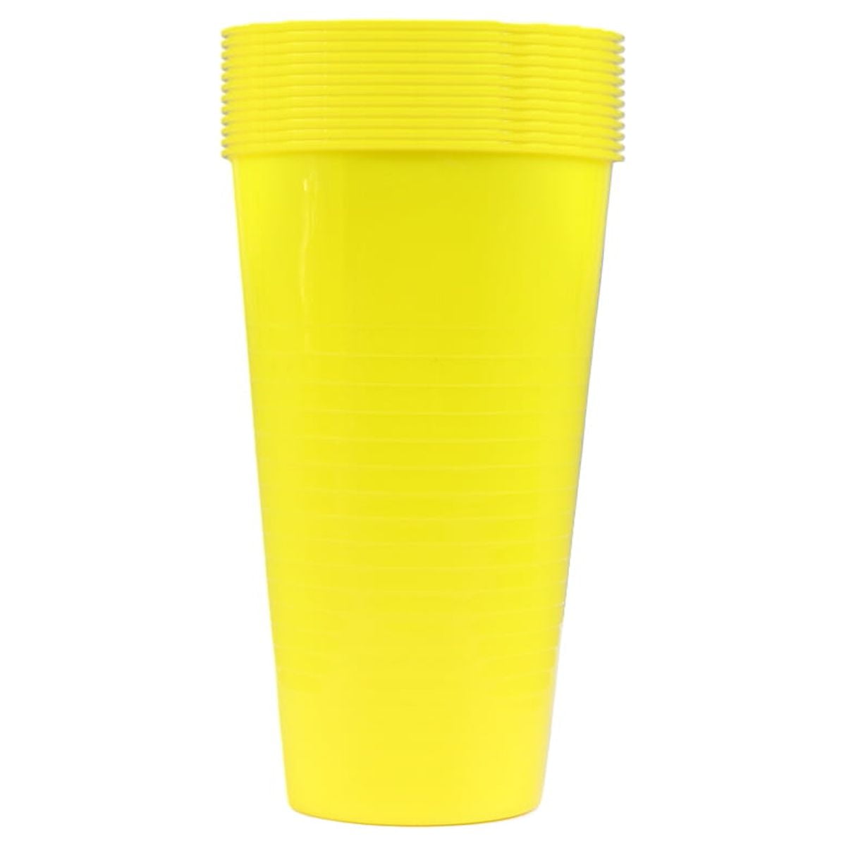 OUNONA Reusable Plastic Drinking Cups for Parties and Outdoor Use Stackable Yellow 12pcs