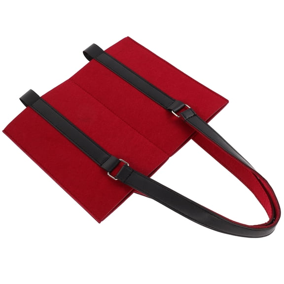 OUNONA Reusable Wine Bottle Carrier Bag Felt Tote with Dual Compartments for Party Travel and