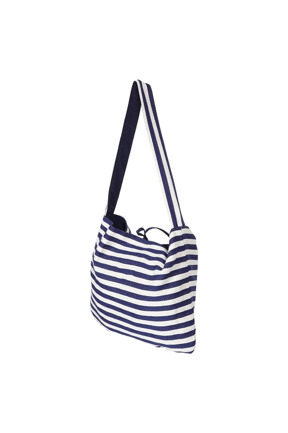 Reversible Striped Large Tote Bag Durable Shoulder Tote for Shopping Commuting and Daily Use