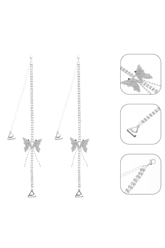 Rhinestone Bra Straps Rhinestones for Decorative Bras Bikini Man Silver