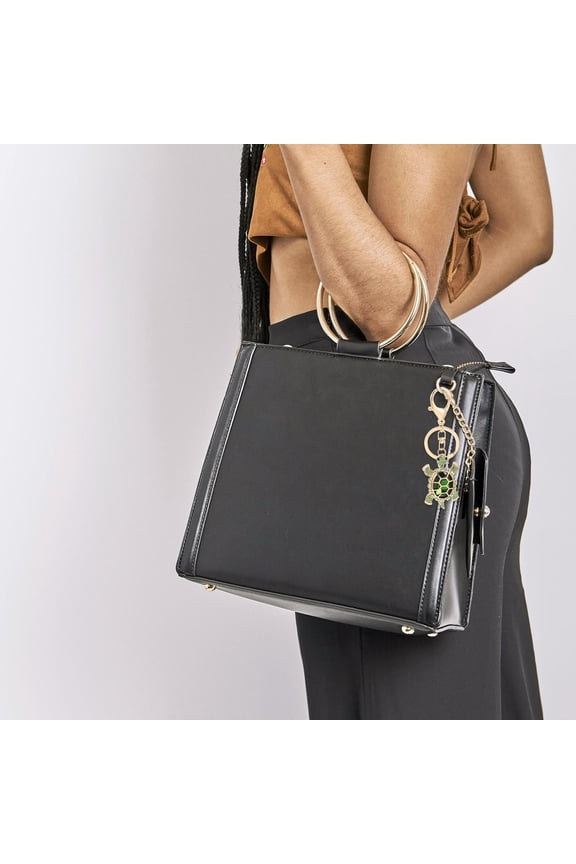 OUNONA Rhinestone Sparkling Keychain Bag Pendant Handbag Charm Cute Turtle Shape Pendant Key Ring