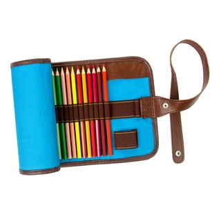 BTSKY 200 Slots Colored Pencil Organizer - Deluxe PU Leather Pencil Case  Holder with Removal Handle Strap Pencil Box Large for Colored Pencils