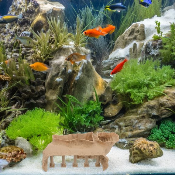 OUNONA Roman Column Aquarium Hiding Tunnel Light Brown Fish Shelter for Freshwater Tank Decor
