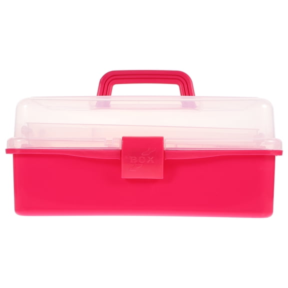 OUNONA Rosy Plastic Tool Box Portable Storage Organizer with Lightweight Handle