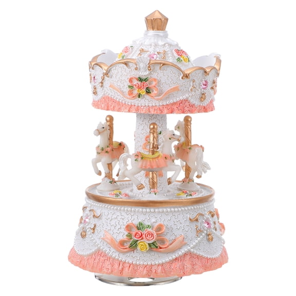 OUNONA Rotating Carousel Music Box for Home Decor with Vintage Design and Color Changing Lights