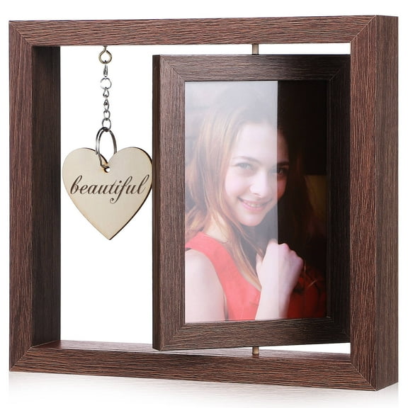 WEAVILUX Memorial Rotating Frames Wood Easy Photo Replacement Couples Home Decor 1 Set
