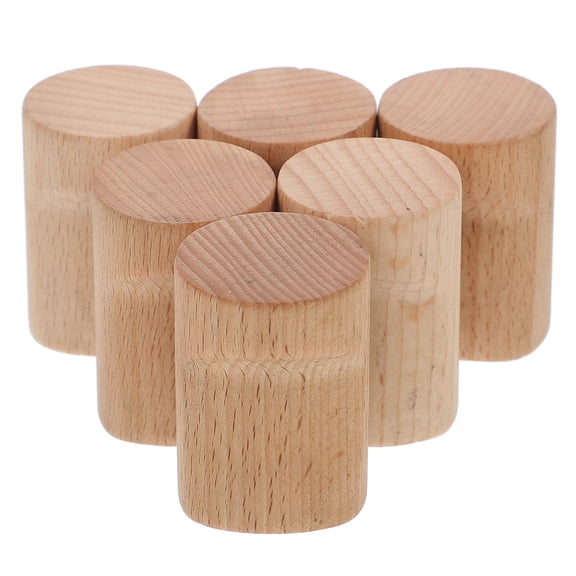 HOMOBABE Wall Peg Wooden Wall Hooks Light Yellow 6-Pcs Hanging Keys