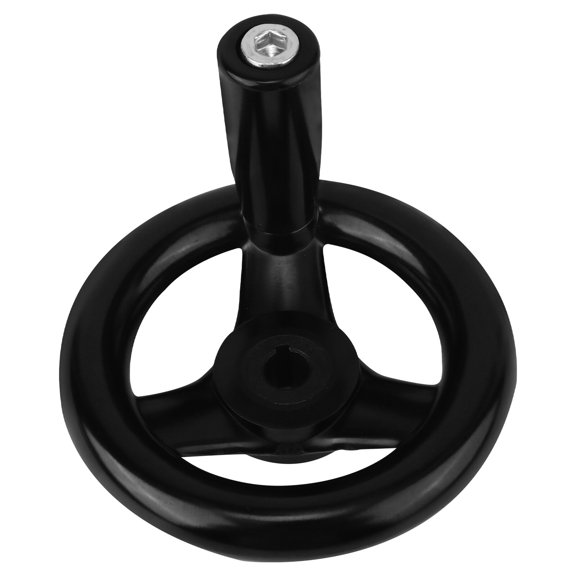 OUNONA Round Hand Wheel Bakelite for Machine Black High Strength Revolving Handle