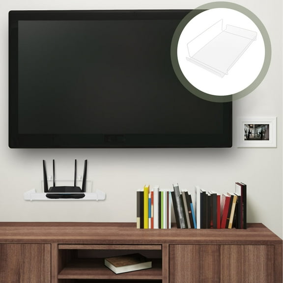 OUNONA Router Shelf Wall Mounted Livingroom Bedroom Display Shelf Supply Storage Rack