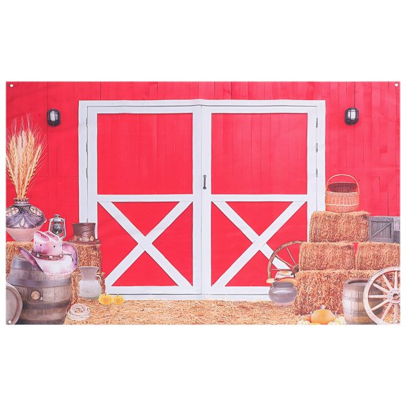 OUNONA Rustic Barn Door Backdrop for Fall Farm Decor, Western Style Photography Background Banner, 180x120 cm