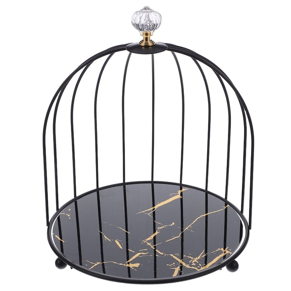 OUNONA Black Metal Cake Stand with , Elegant Wedding Cake Display Bowl for Parties and Special Occasions