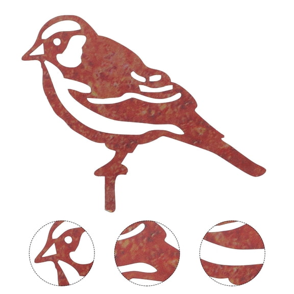 OUNONA Rustic Brown Bird Stake Yard Signs with Pointed Tip for Easy Insertion in Lawn Garden Decoration 1