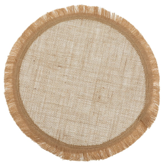 OUNONA Rustic Burlap Round Placemat - Farmhouse Style Circle Table Mat, Decorative Cup Holder for Home and Restaurant Use