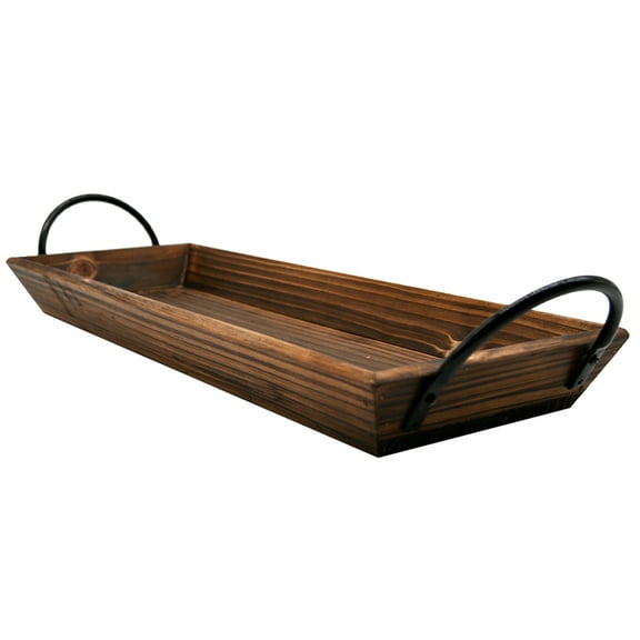 OUNONA Rustic Wood Candle Holder Tray Dining Table Centerpiece Rectangle Candle Tray