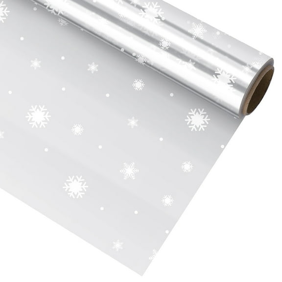 OUNONA STOBOK 3 Mil Thick Cellophane Wrap Roll with Snowflake Design, 3000cm x 80cm, Perfect for Basket Wrapping and Arts & Crafts Projects