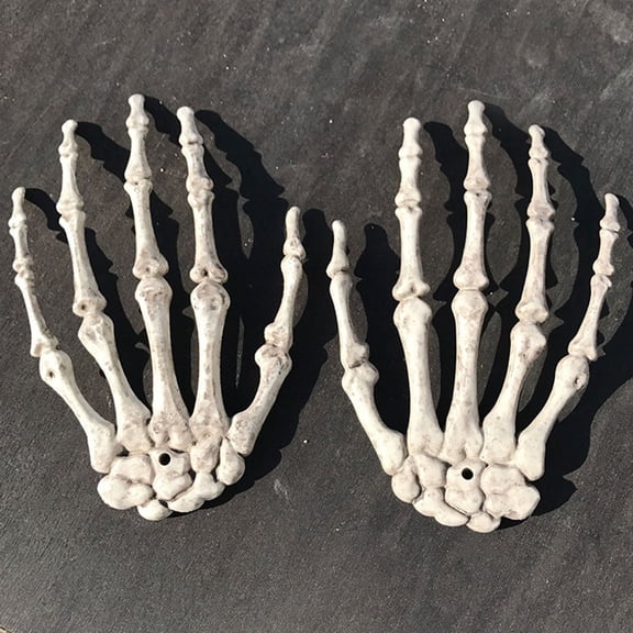 OUNONA Scary Skeleton Hand Decorations for Halloween Plastic Light Grey Hands Create Horrible Atmosphere 1 Pair