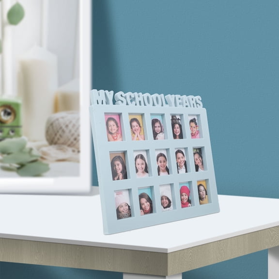 OUNONA School Pictures Frame Blue PVC Gift for Families with Kids 1Pcs