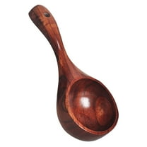 CATIEBYE Brown Wooden Rice Scoop Ergonomic Long Handle for Home Cooking