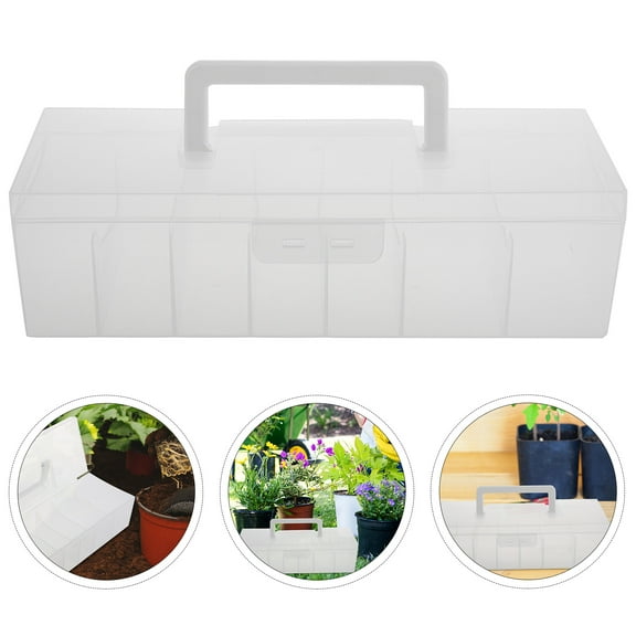 OUNONA Seed Packet Storage Organizer Box Clear Plastic Seed Saving Container Seed Packet Storage Box Divided Seed Storage Organizer for Home Kitchens Use