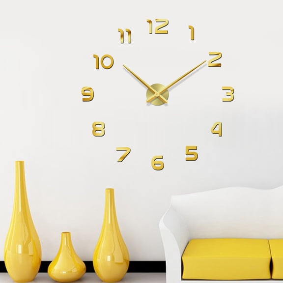 OUNONA -03 Golden Acrylic EVA Metal Frameless Wall Clock Large Size