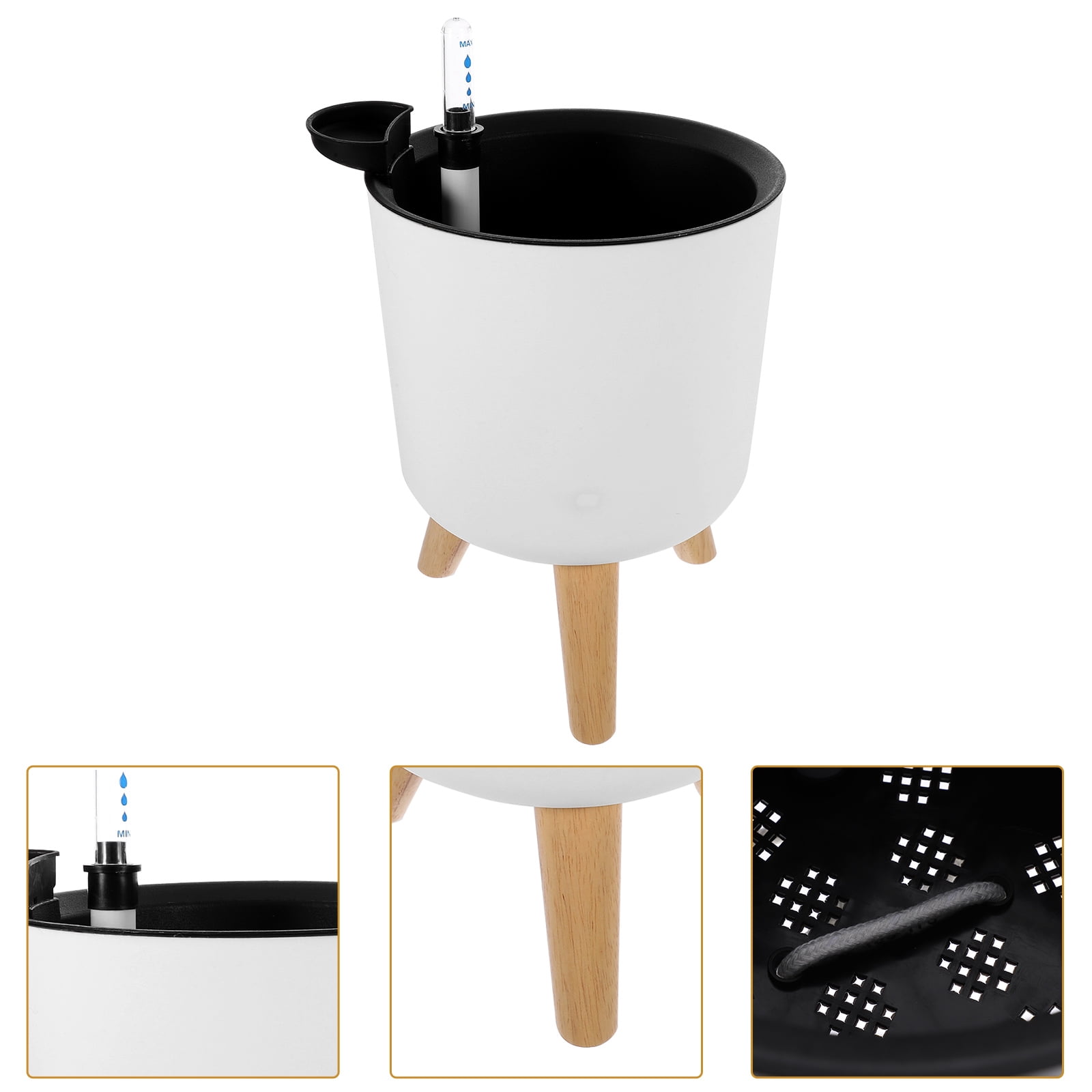 OUNONA White Self-Watering Planter Pot with Modern Design for Indoor and Outdoor Home Gardening, 1 Piece