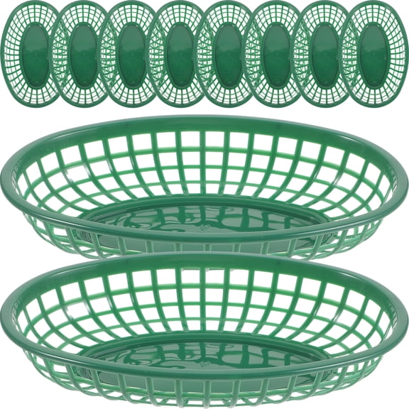 OUNONA Beach Cookouts Bread Baskets Green Plastic 10Pcs