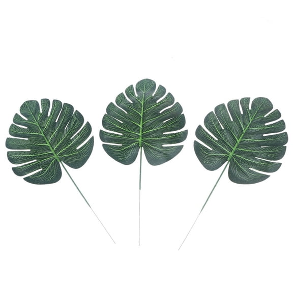 OUNONA Set of 10 Small Artificial Monstera Tropical Plants for Home, Party, Office Decorations, Realistic Faux Greenery
