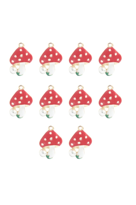 Set of 10 Mushroom Pendants for Earrings and Necklaces, Jewelry Making Accessories Collection for Crafts