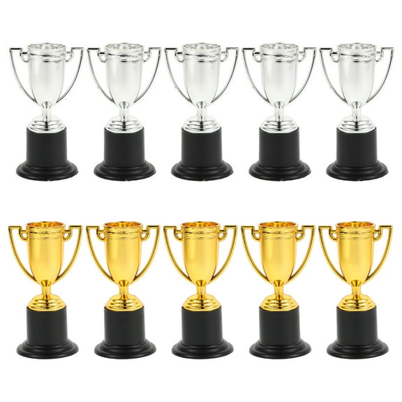OUNONA 10Pcs Durable Plastic Small Trophy Decorations in Assorted Colors for Track Field and Ceremony Use