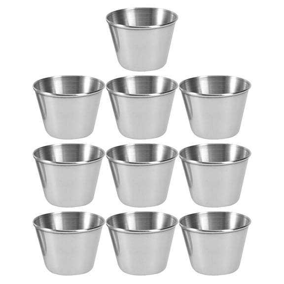 OUNONA 10-Piece Stainless Steel Sauce Cups for Condiments, Tomato Sauce, Seasoning Dishes, and Easy to Clean