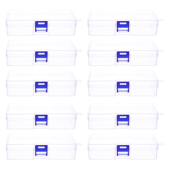 OUNONA Set of 10 Clear Plastic Storage Boxes Buckle, Organizer Containers for Home, Office, and Display Storage