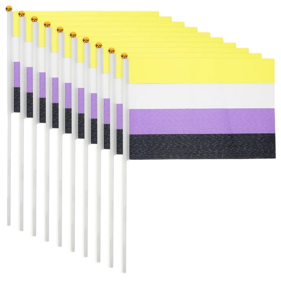 OUNONA Set of 12 Small Handheld Banner Flags for Party Decorations and Celebrations