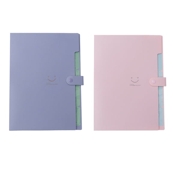 OUNONA Set of 2 A4 Multi-layer Classified File Folders with Plastic Inserted Pages, Multifunctional for School and Office Use (1 Each)