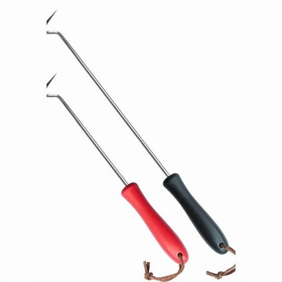 OUNONA 2-Pack Stainless Steel BBQ Meat Hooks with Comfortable Plastic Handles, Food Flipper Turner for Outdoor Grilling and Cooking