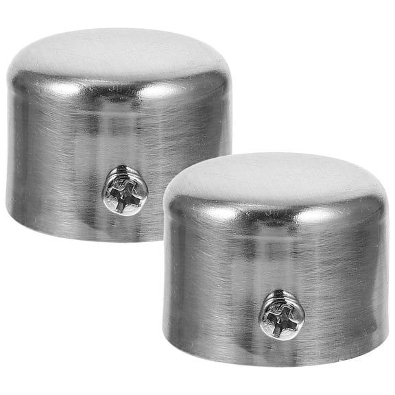OUNONA 2Pcs Curtain Rod Caps Silver Alloy Finish Decorative Window Rod Plugs