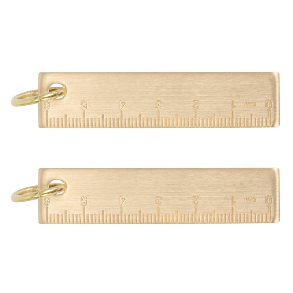 OUNONA 2-Pack Brass Decorative Keychain Ruler Keyring Pendant Outdoor Key Accessory and Stylish