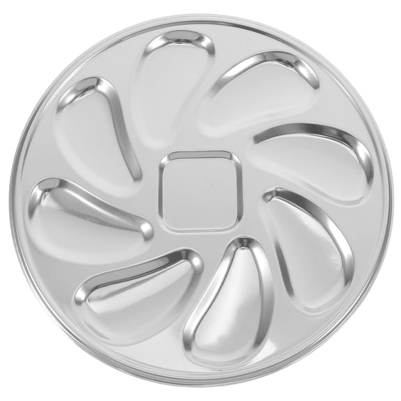 OUNONA Set of 2 Stainless Steel Oyster Plates Shell Shaped Seafood Serving Trays for Scallops, Sauce, Lemons, and Appetizers